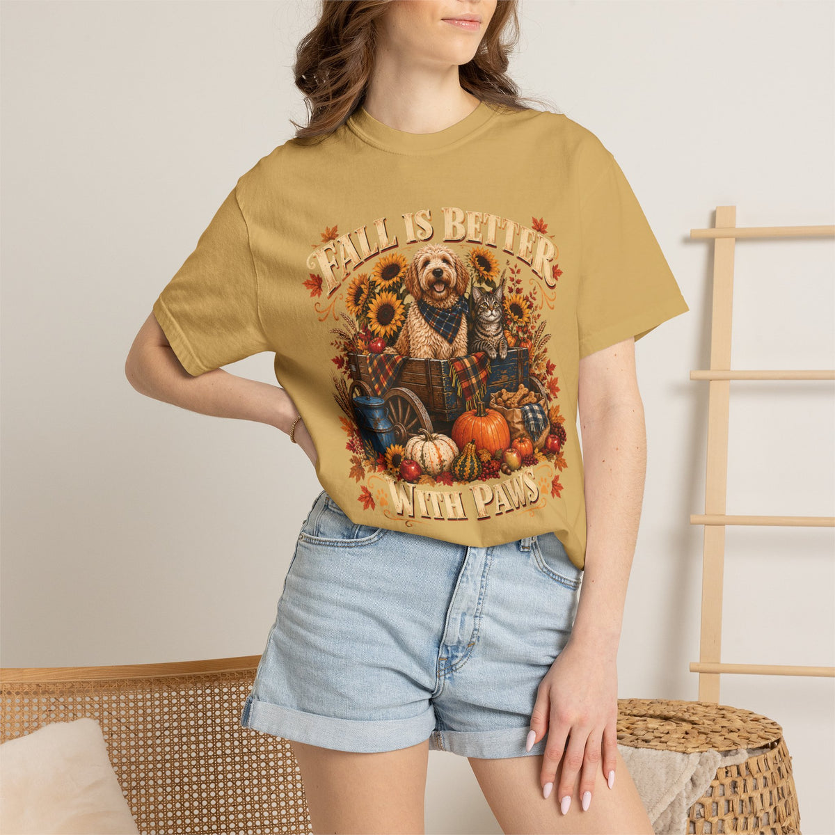 Fall Is Better With Paws – Dog & Cat Autumn T-Shirt