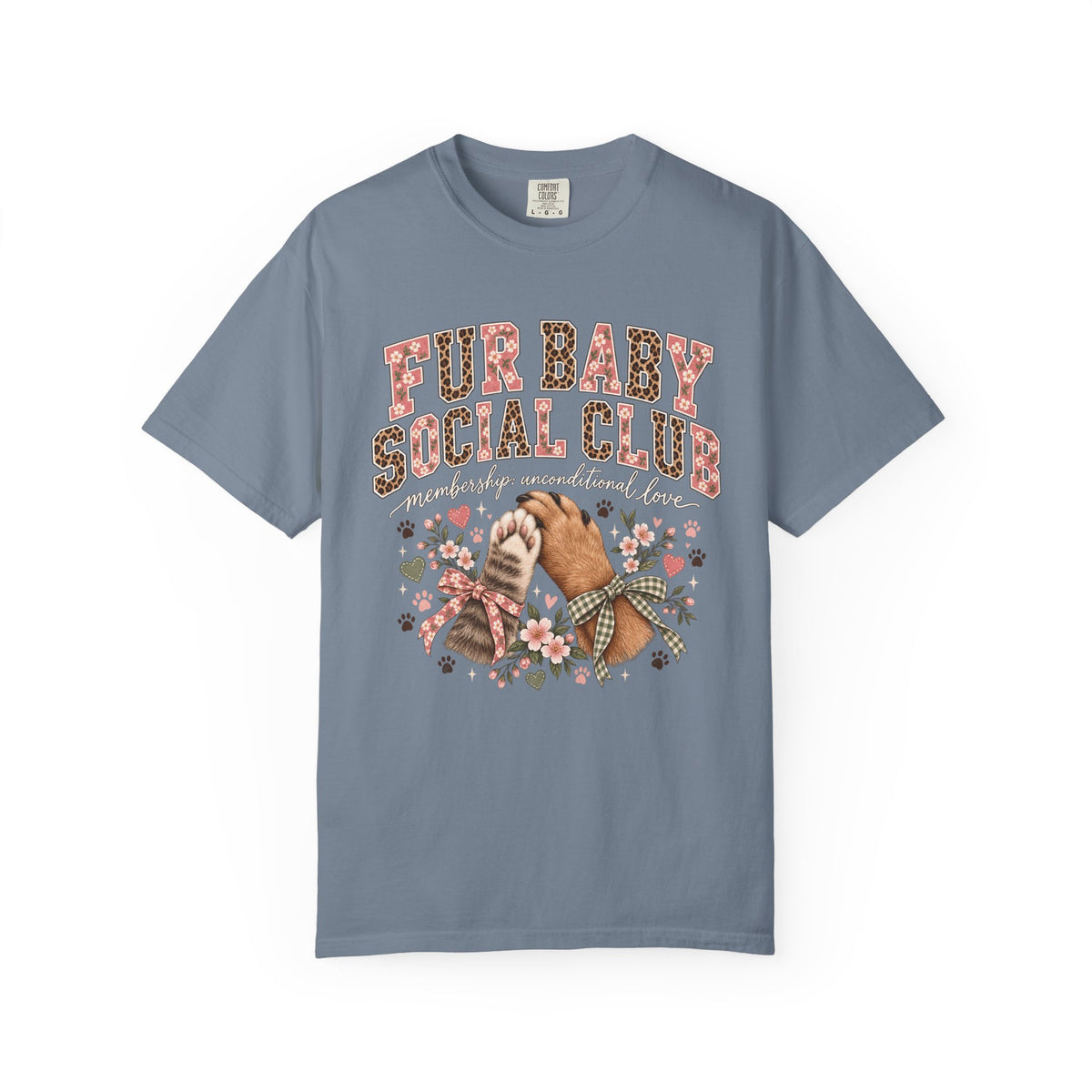 Fur Baby Social Club T-Shirt – Retro Floral Dog & Cat Lover Tee