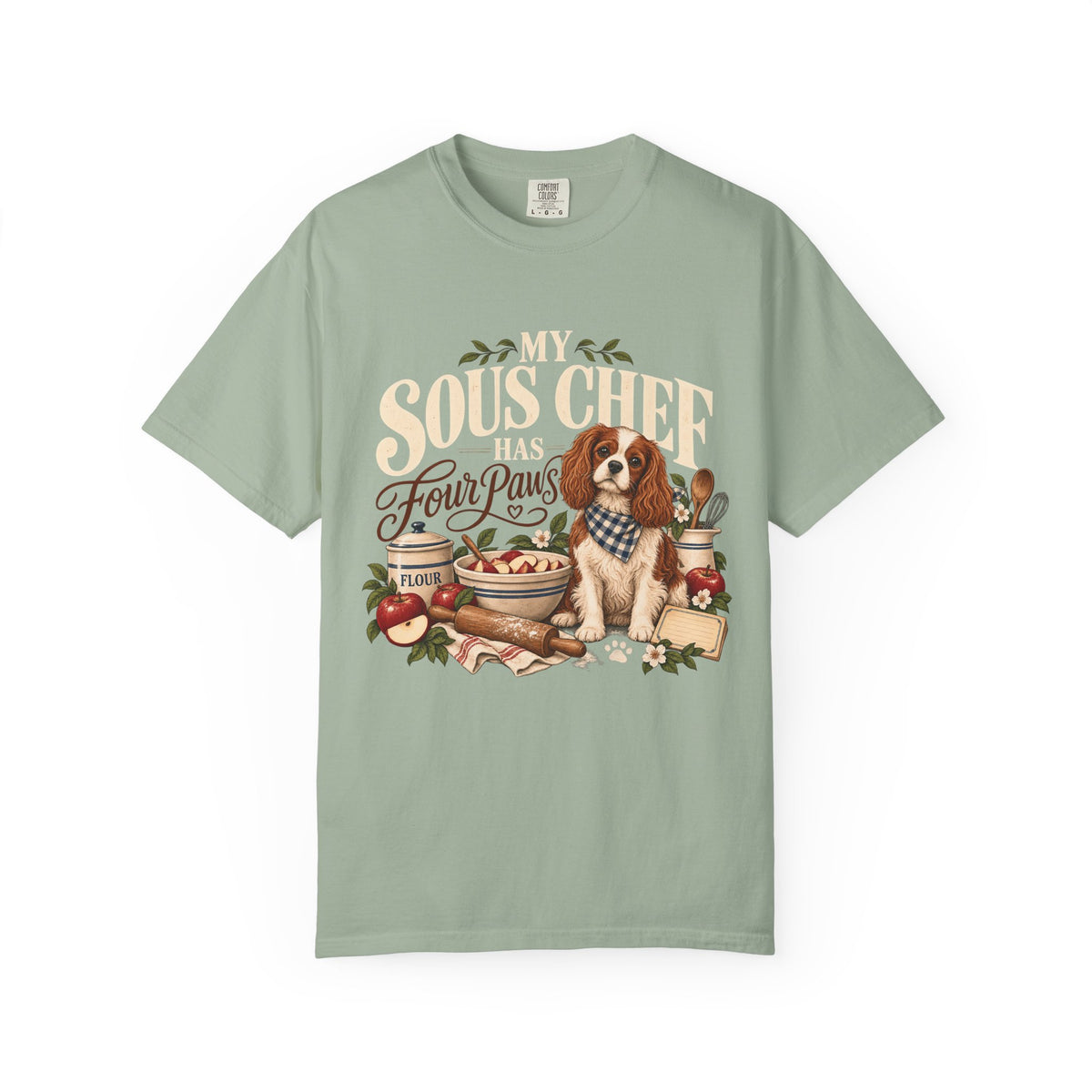 My Sous Chef Has Four Paws T-Shirt – Funny Dog Mom Baking Tee