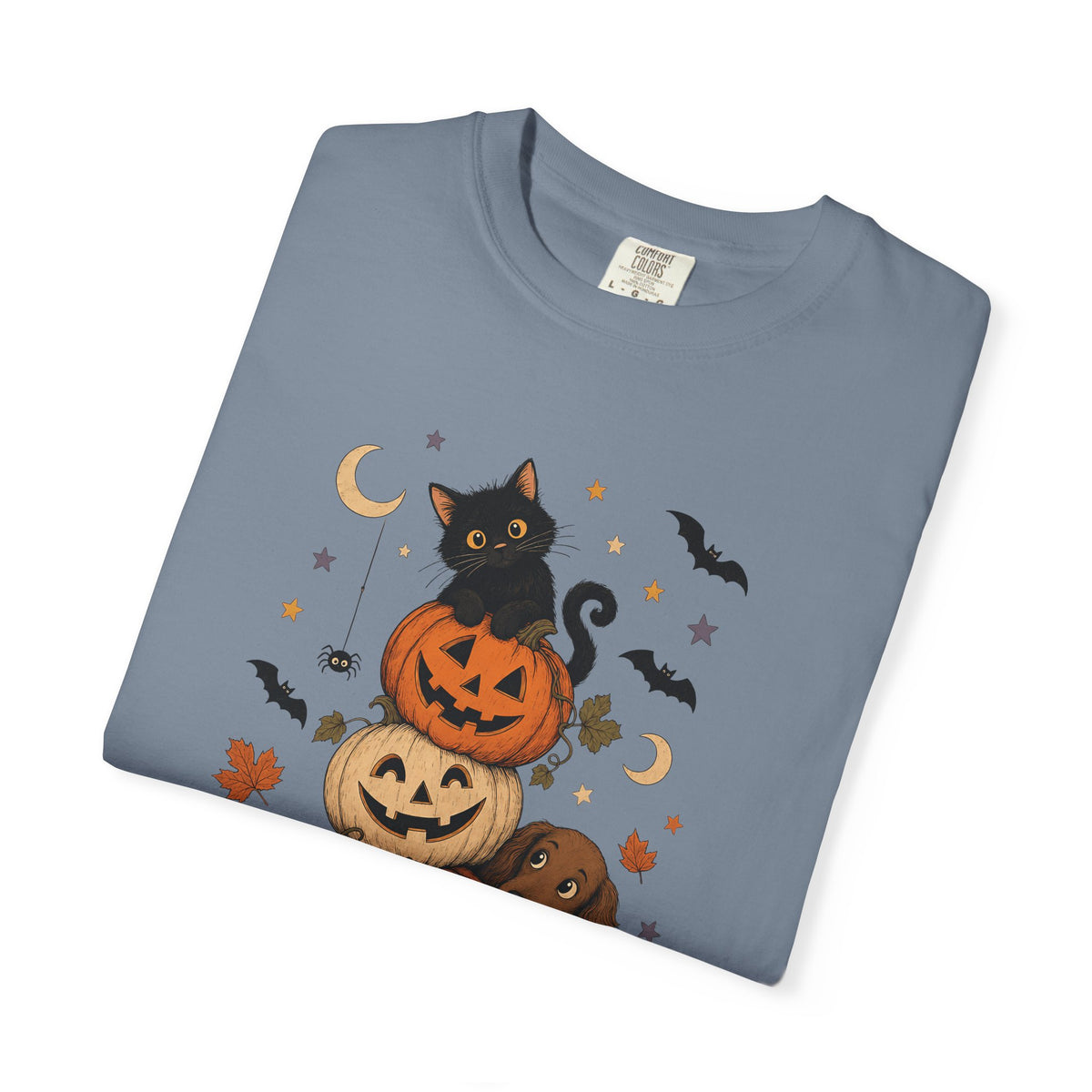 Pumpkin Paws Halloween T-Shirt – Cute Dog & Black Cat Fall Pet Lover Tee
