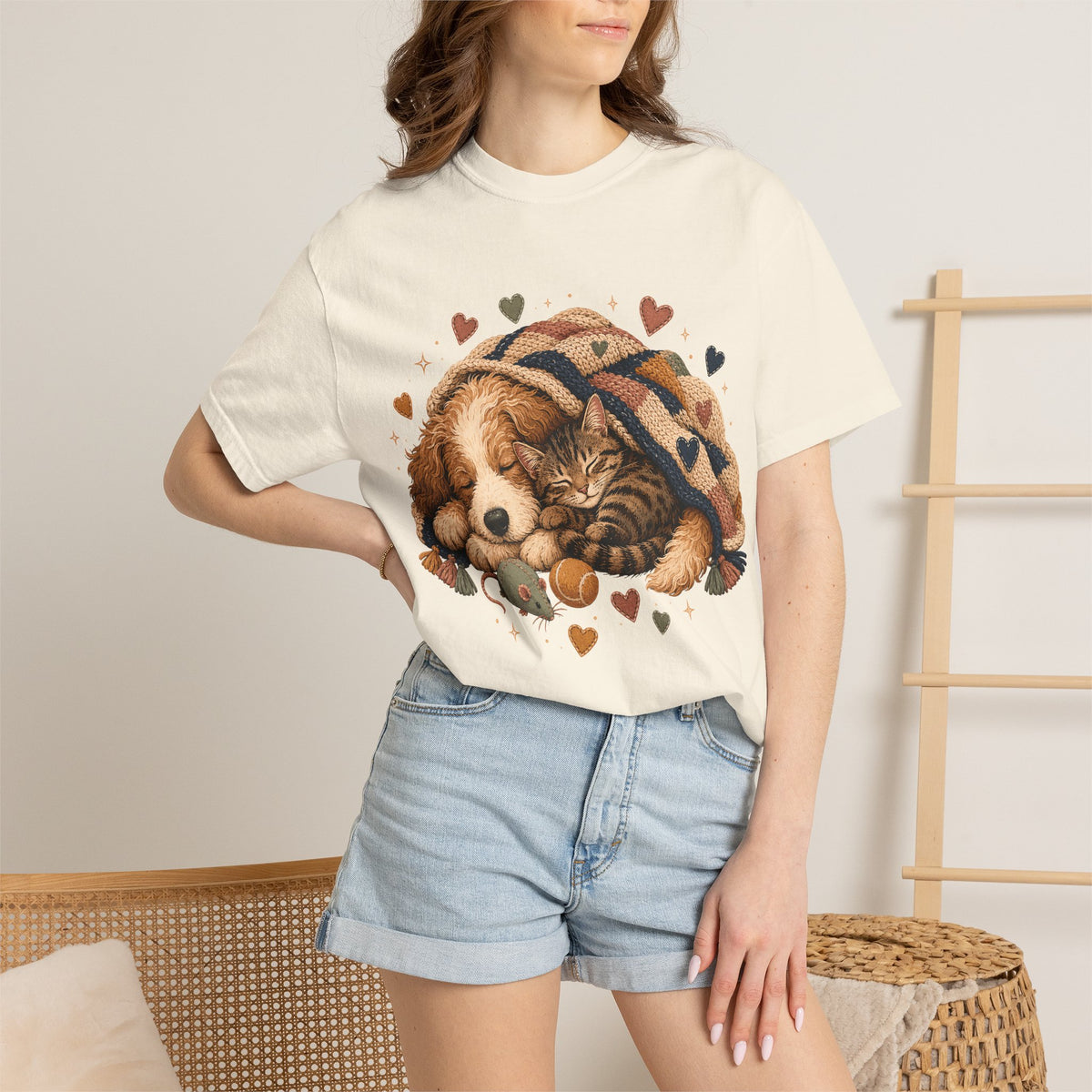 Sleeping Dog and Cat T-Shirt | Cozy Pet Lover T-Shirt