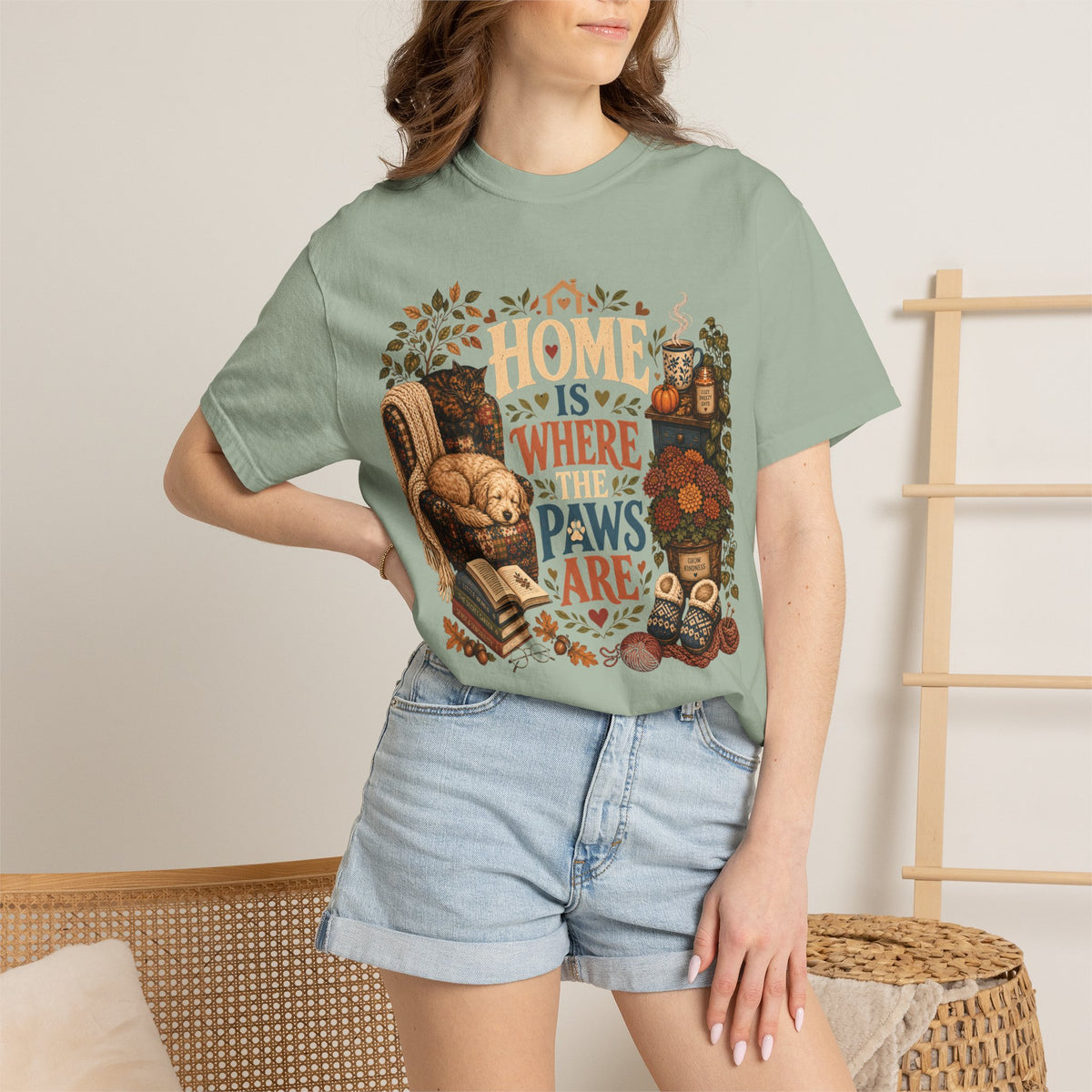 Home Is Where the Paws Are – Cozy Dog & Cat Lover T-Shirt