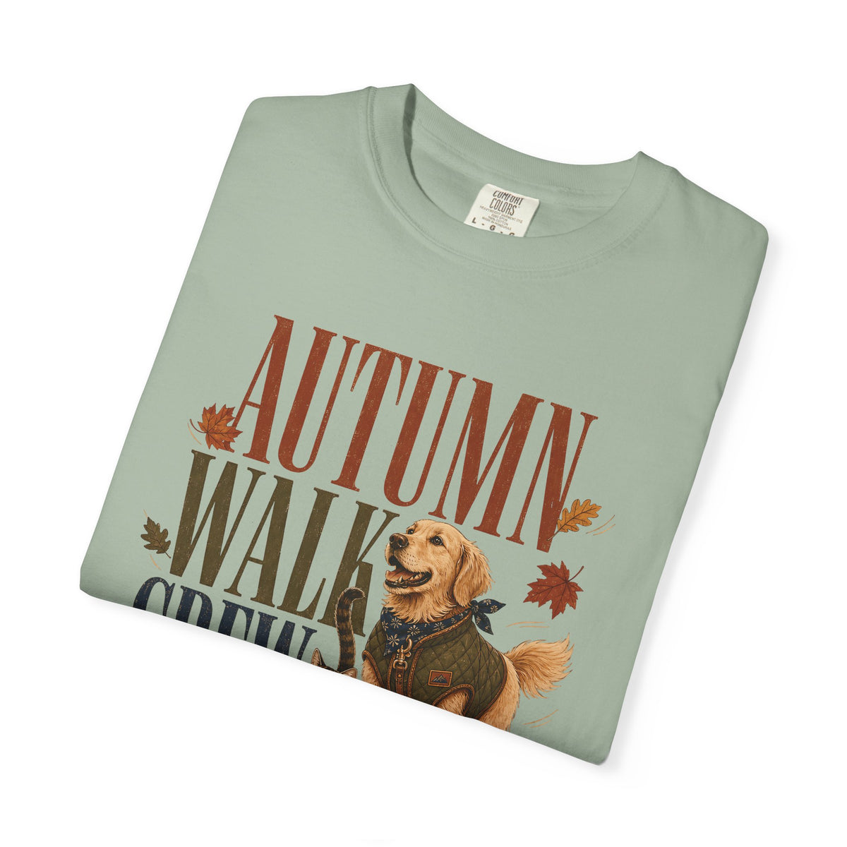 Autumn Walk Crew T-Shirt – Fall Dog & Cat Pet Lover Graphic Tee