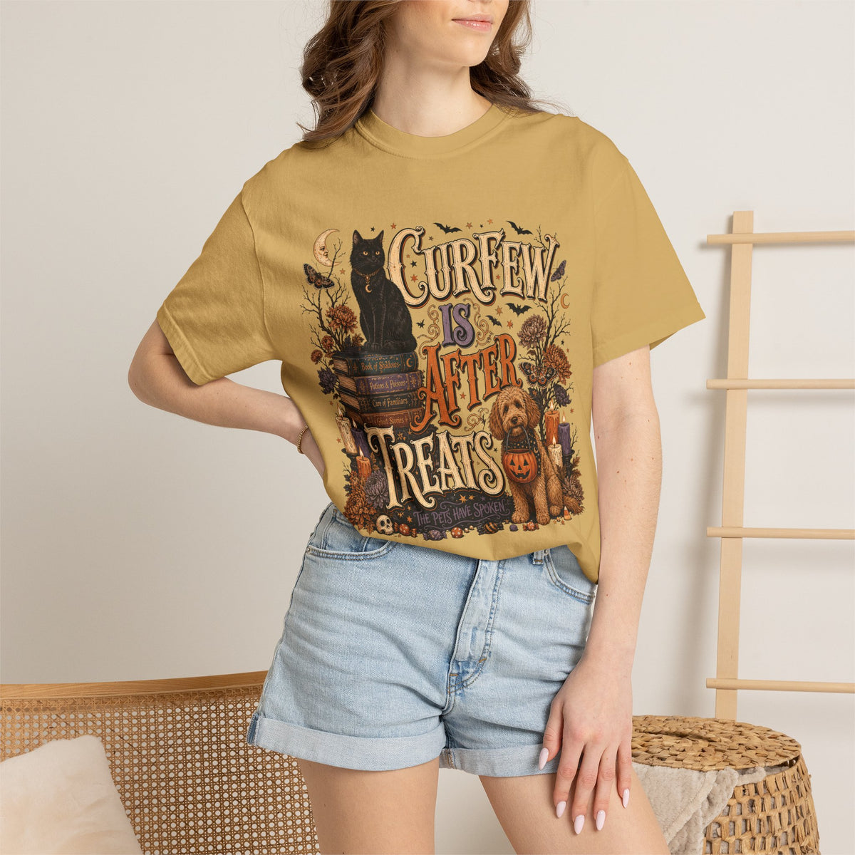 Curfew Is After Treats – Witchy Halloween Dog & Cat T-Shirt