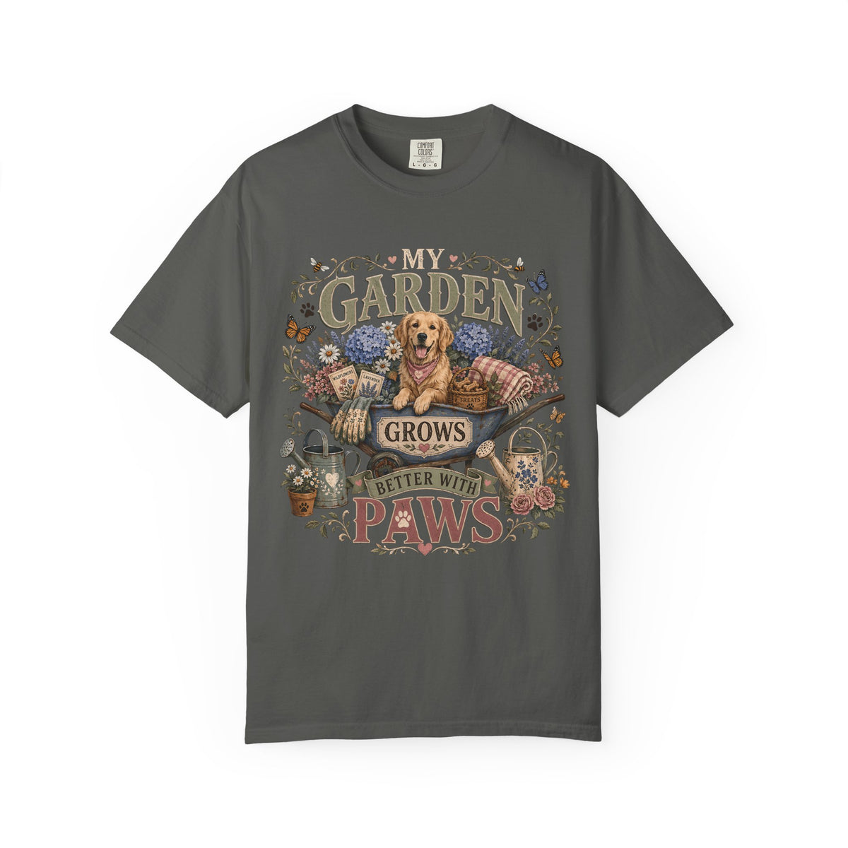 My Garden Grows Better with Paws Dog & Gardening T-Shirt