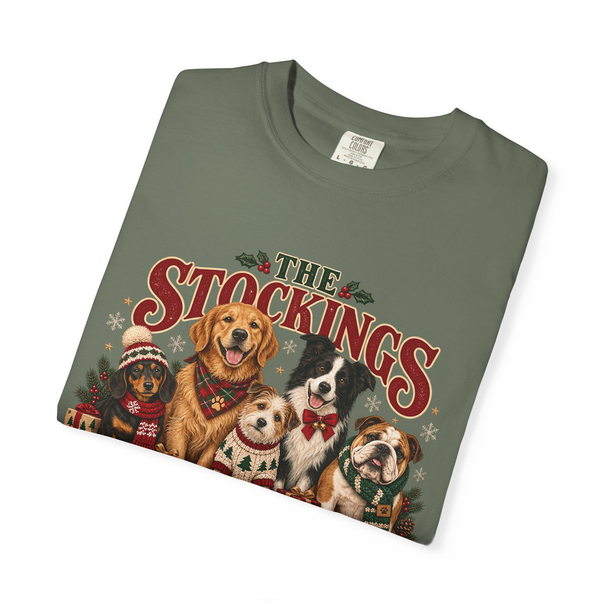 The Stockings Have Paw Prints T-Shirt – Christmas Dog Lover Tee