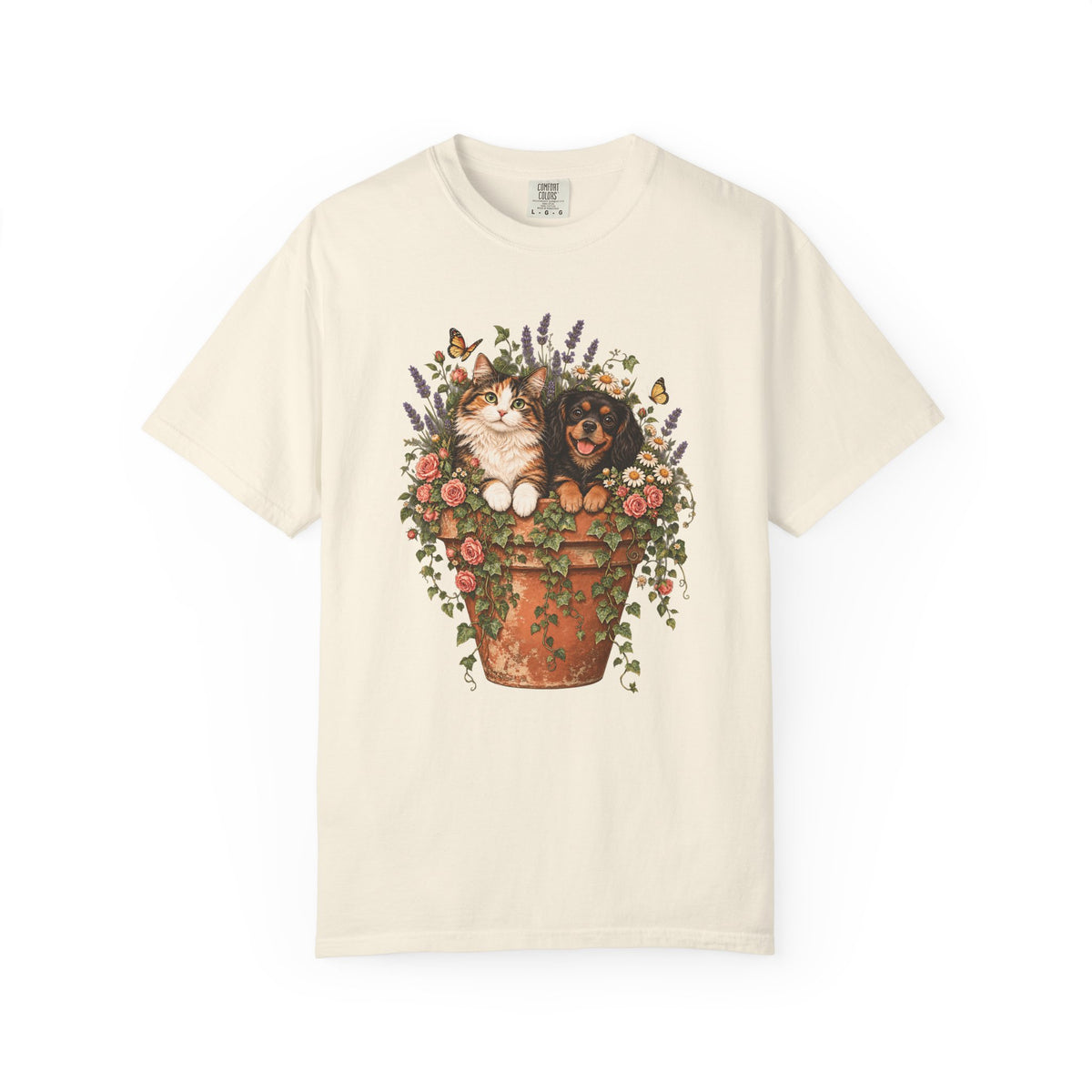 Cottage Garden Dog & Cat T-Shirt – Floral Pet Lover Tee