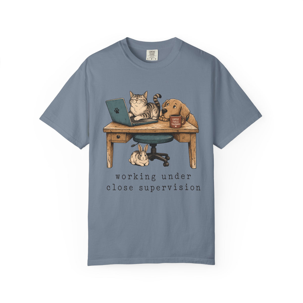 "Working Under Close Supervision" Funny Work From Home Pets T-Shirt