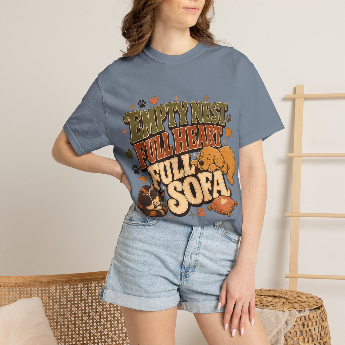 Empty Nest Full Heart Full Sofa Dog and Cat T-Shirt