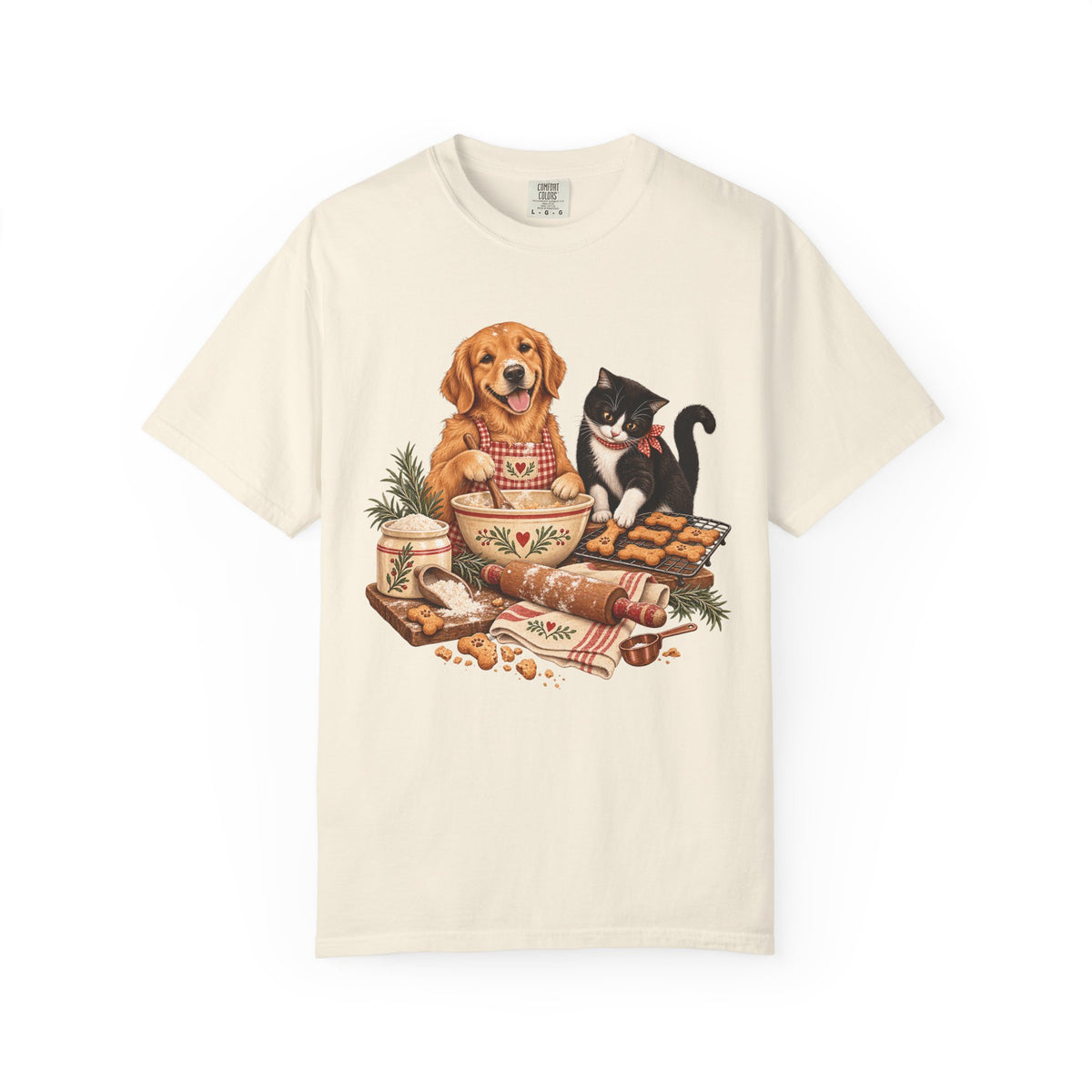 Dog & Cat Baking T-Shirt – Cozy Country Kitchen Pet Lover Tee