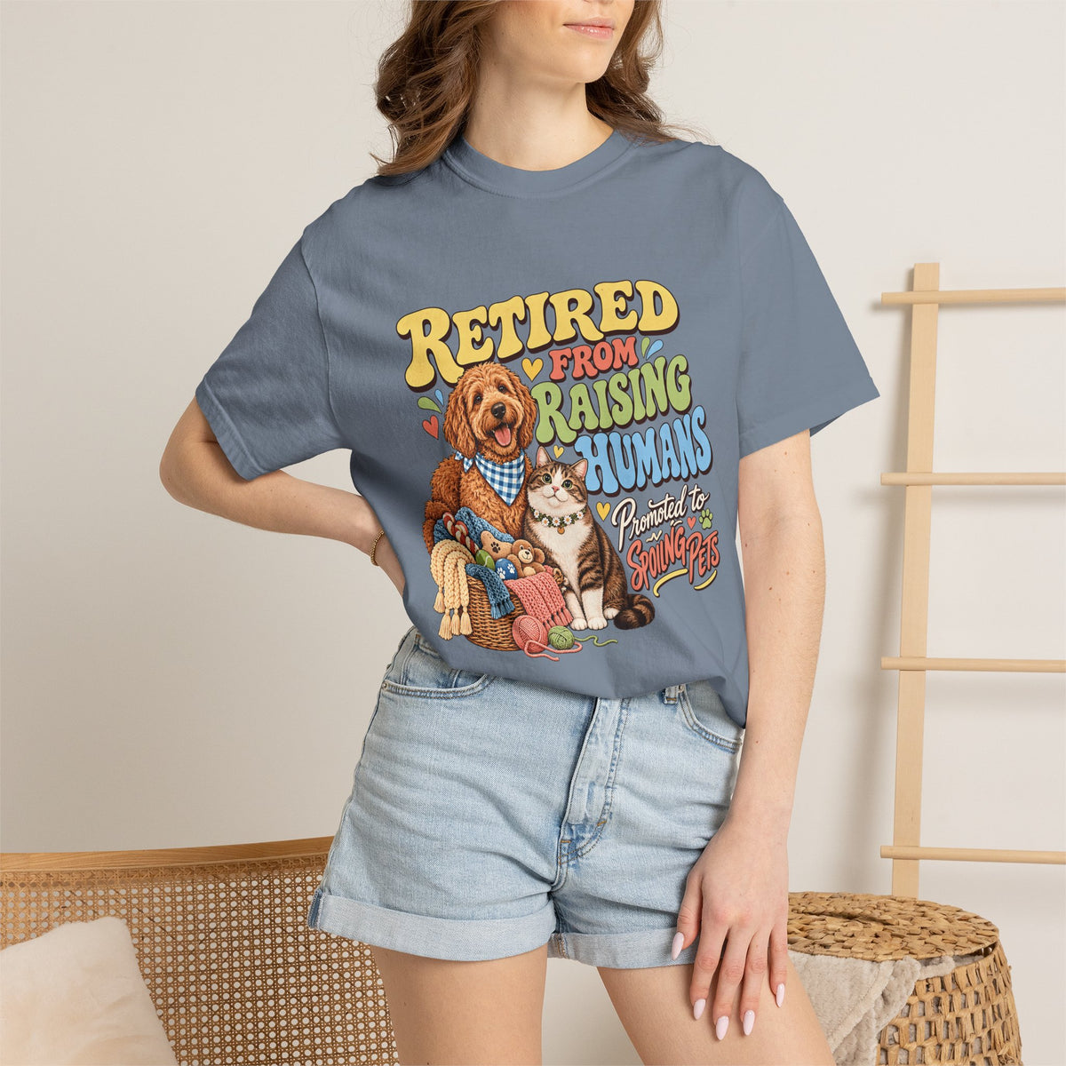 Retired From Raising Humans T-Shirt – Funny Dog & Cat Empty Nester Tee