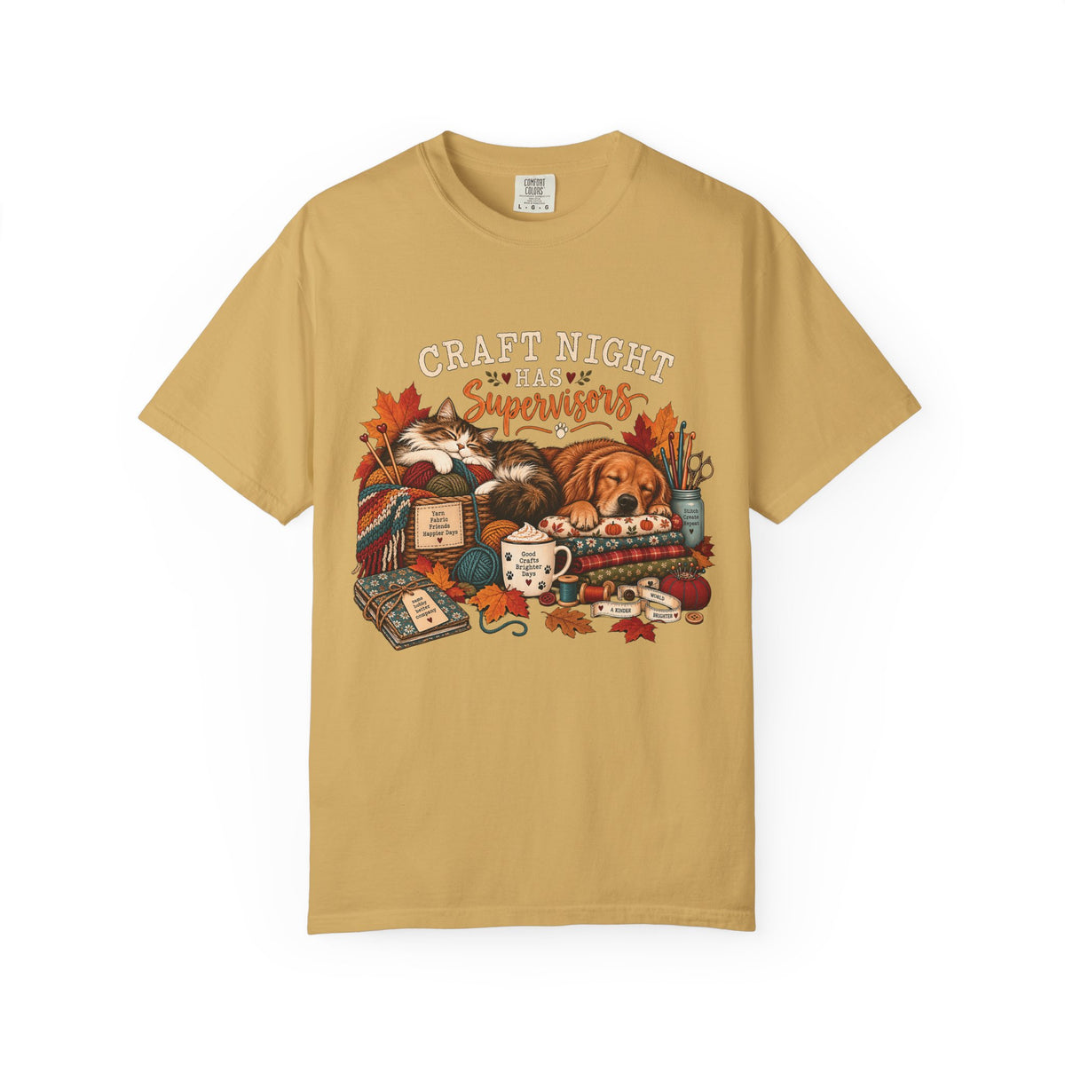 Craft Night Has Supervisors T-Shirt – Funny Dog & Cat Crafter Tee