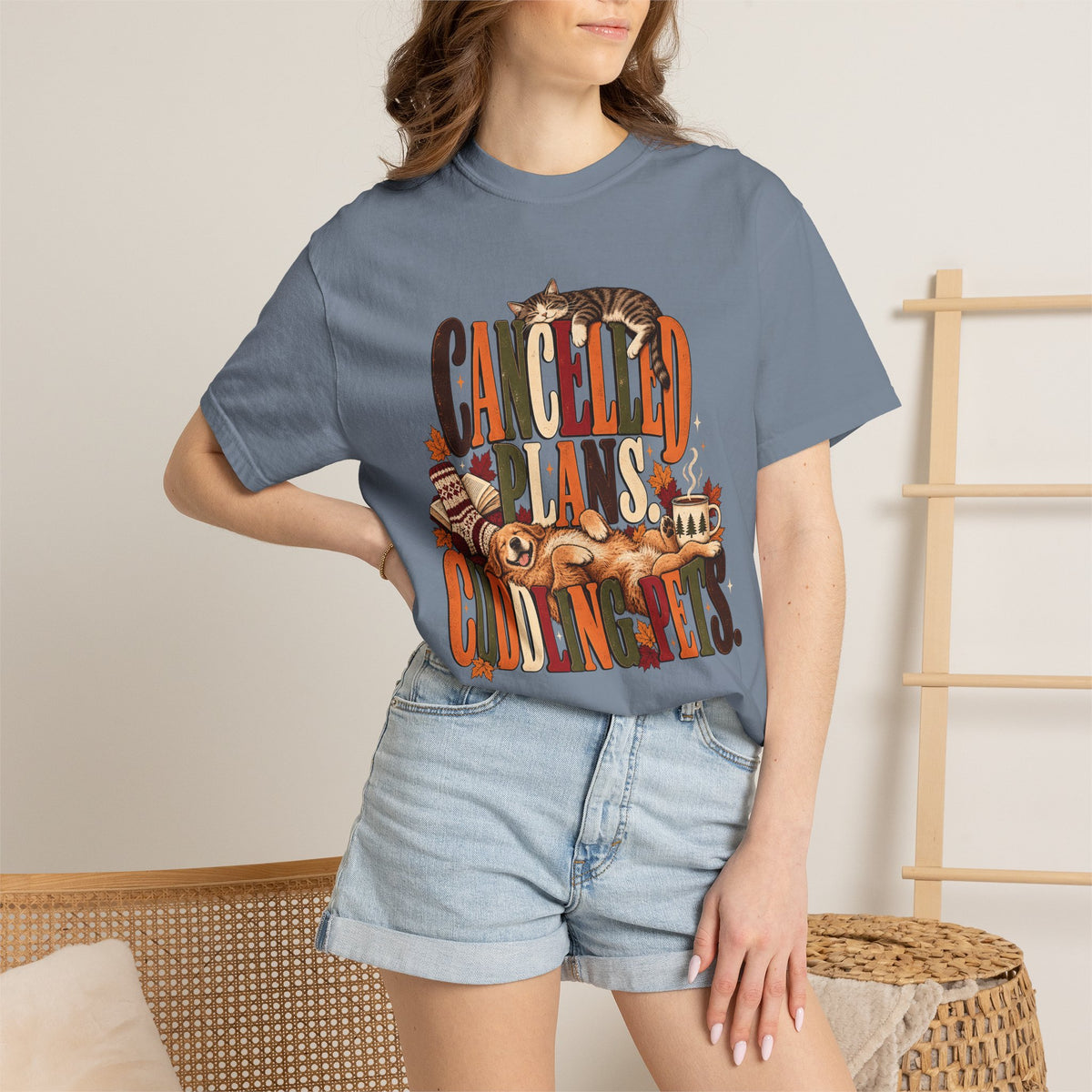 Cancelled Plans Cuddling Pets T-Shirt – Cozy Dog & Cat Pet Lover Tee