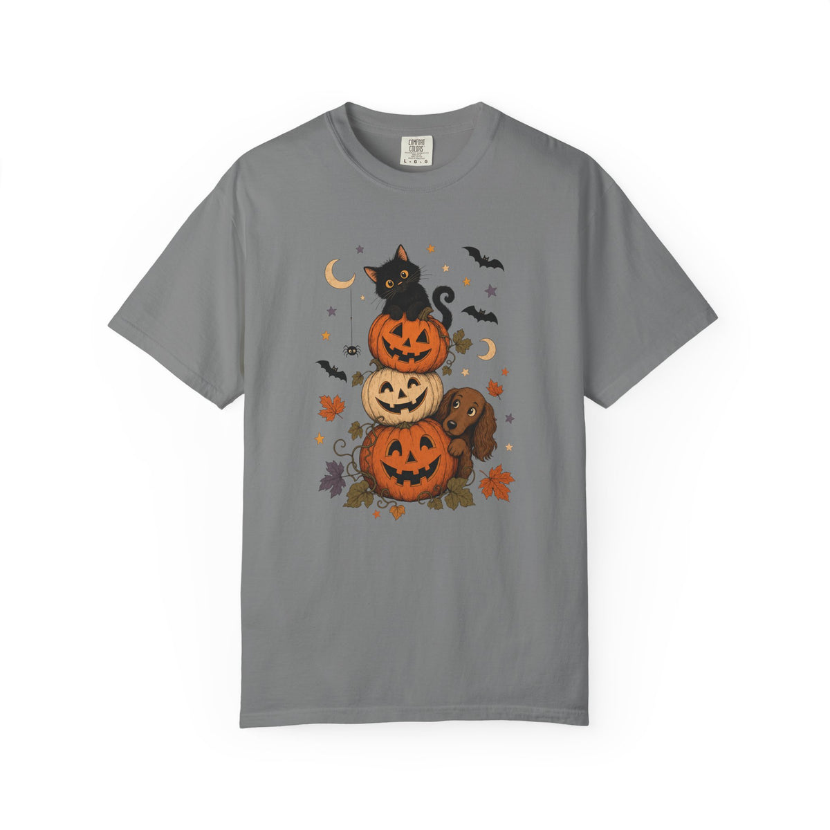 Pumpkin Paws Halloween T-Shirt – Cute Dog & Black Cat Fall Pet Lover Tee