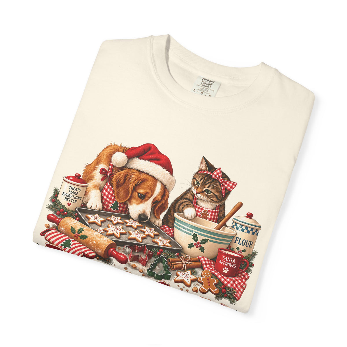 Baking Crew Two Paws Too Many T-Shirt – Funny Christmas Pet Baking Tee