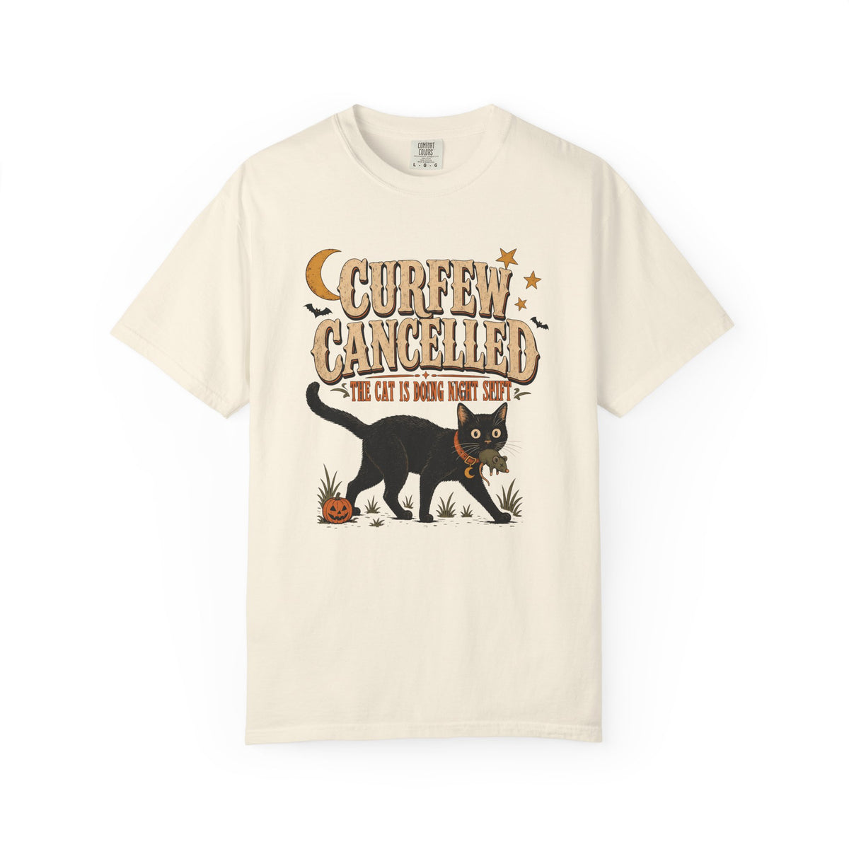 Curfew Cancelled Cat T-Shirt – Funny Halloween Cat Lover Tee