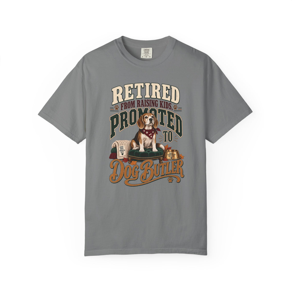 Retired From Raising Kids Promoted to Dog Butler T-Shirt – Funny Empty Nester Gift