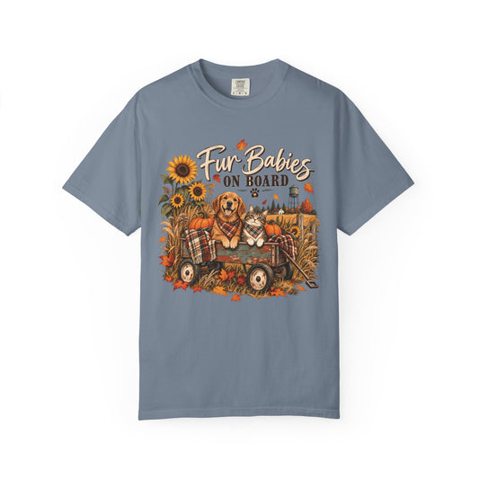 Fur Babies on Board T-Shirt – Autumn Dog & Cat Country Pet Lover Tee