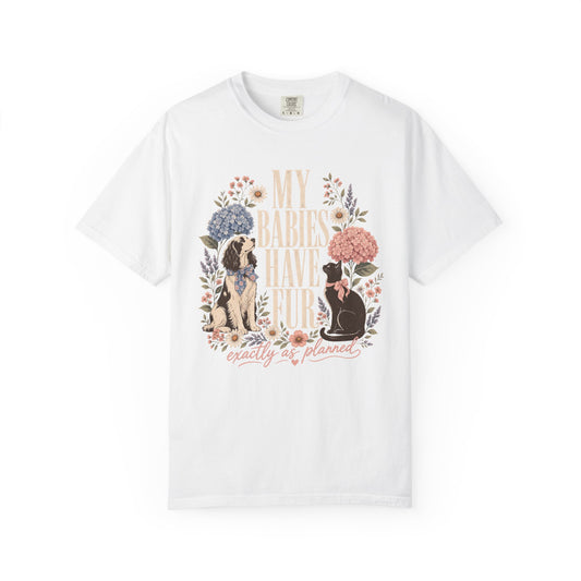 My Babies Have Fur Dog and Cat Mom T-Shirt – Floral Pet Parent Tee