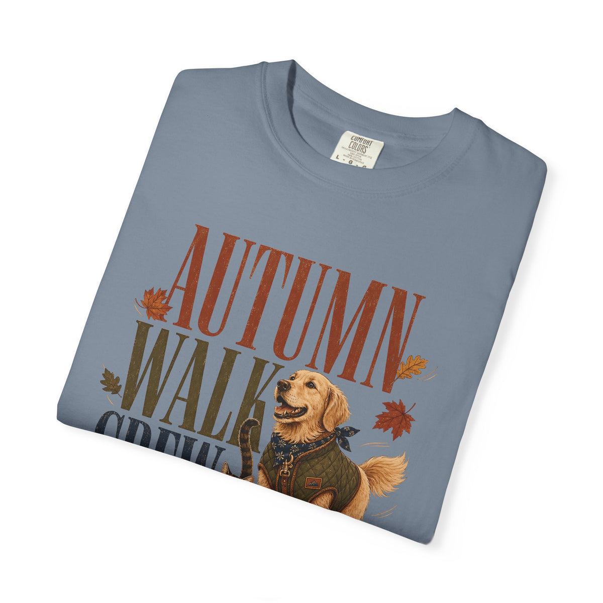 Autumn Walk Crew T-Shirt – Fall Dog & Cat Pet Lover Graphic Tee