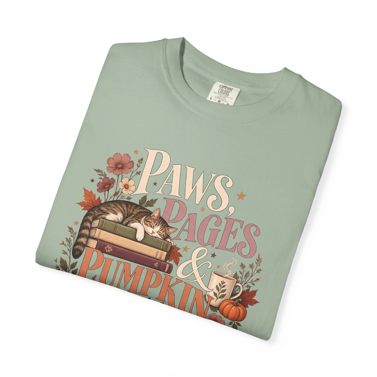 Paws, Pages & Pumpkin Days T-Shirt – Cozy Fall Book Lover Pet Tee