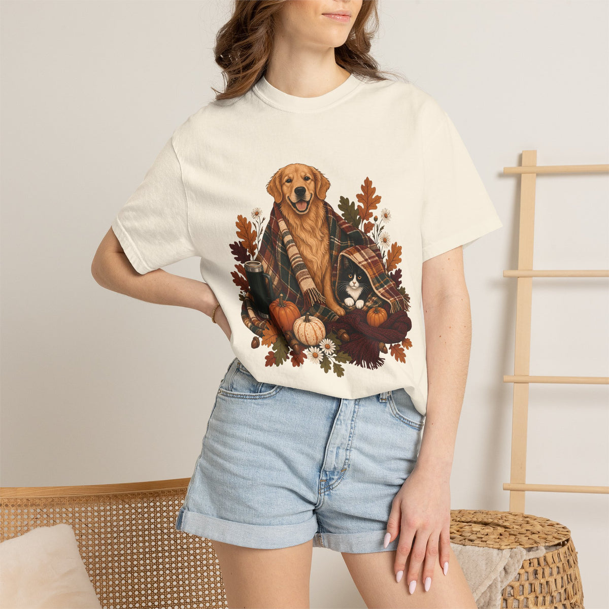 Cozy Fall Dog & Cat T-Shirt – Autumn Pet Parent Tee