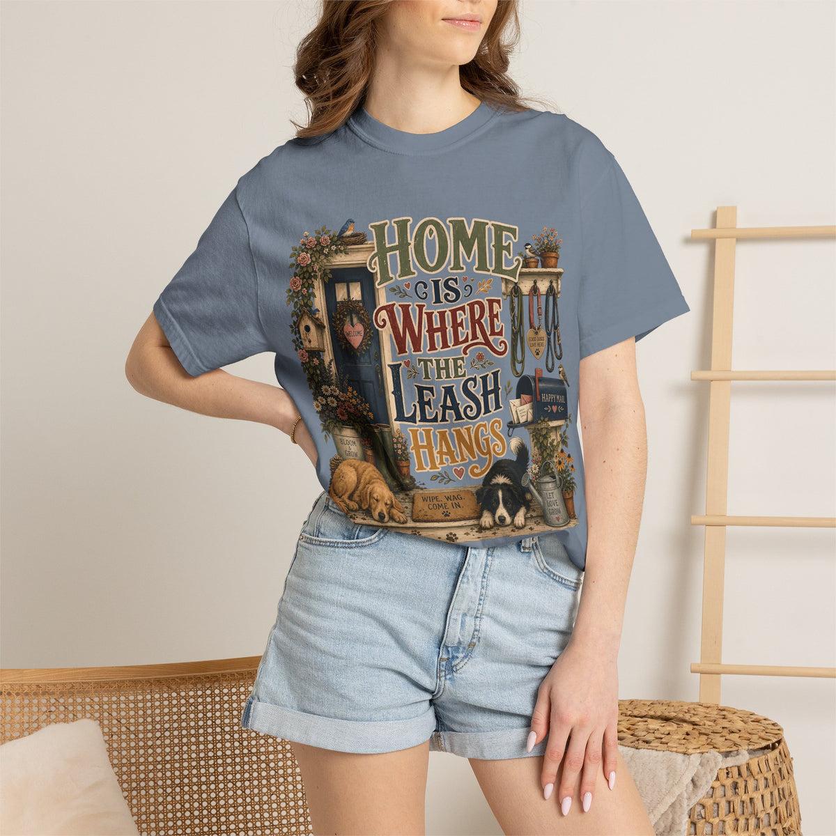 Home Is Where the Leash Hangs Shirt T-Shirt Dog Mom