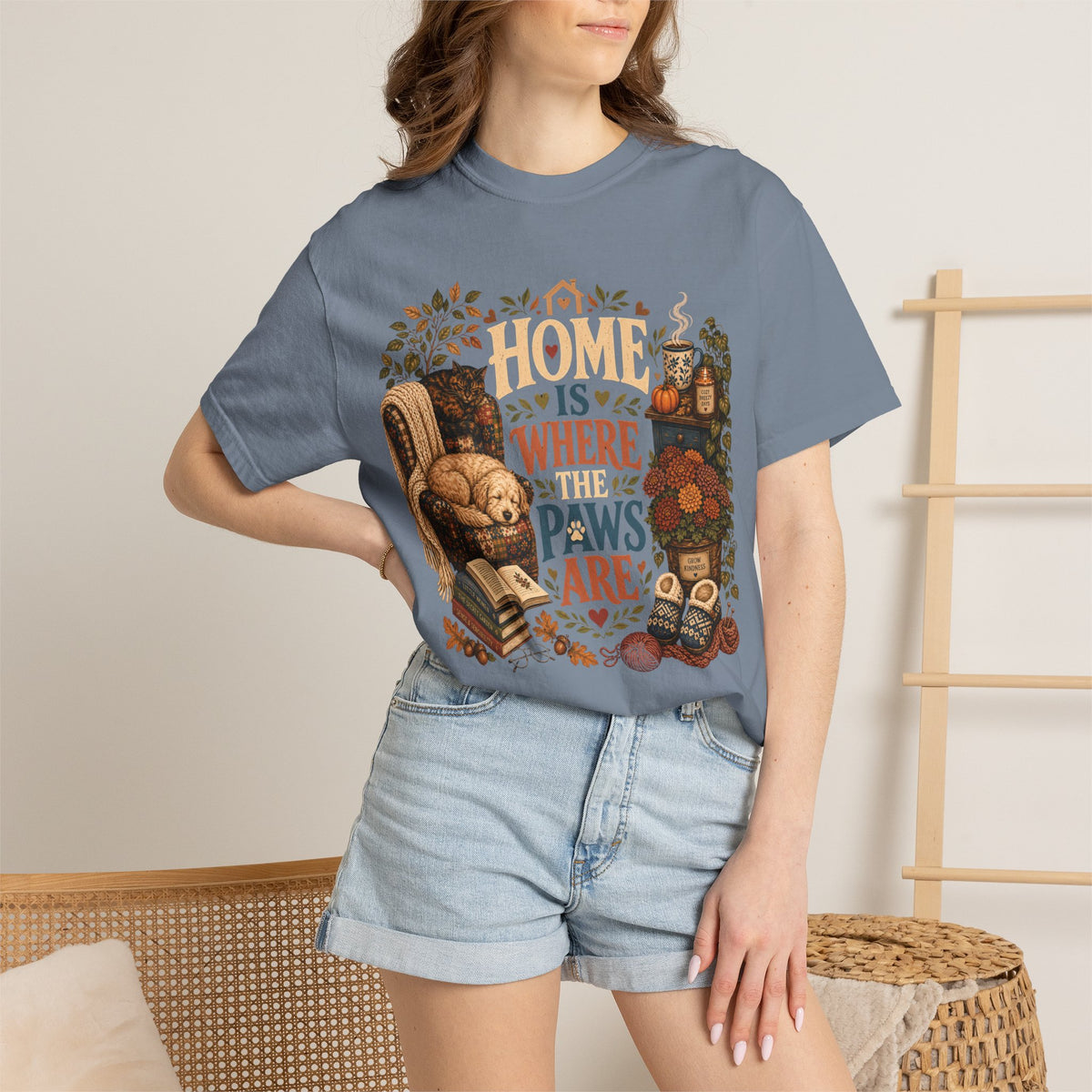 Home Is Where the Paws Are – Cozy Dog & Cat Lover T-Shirt