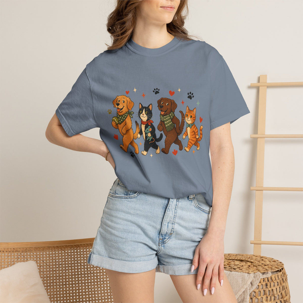 Dog and Cat Parade T-Shirt – Cute Multi-Pet Parent Graphic T-Shirt