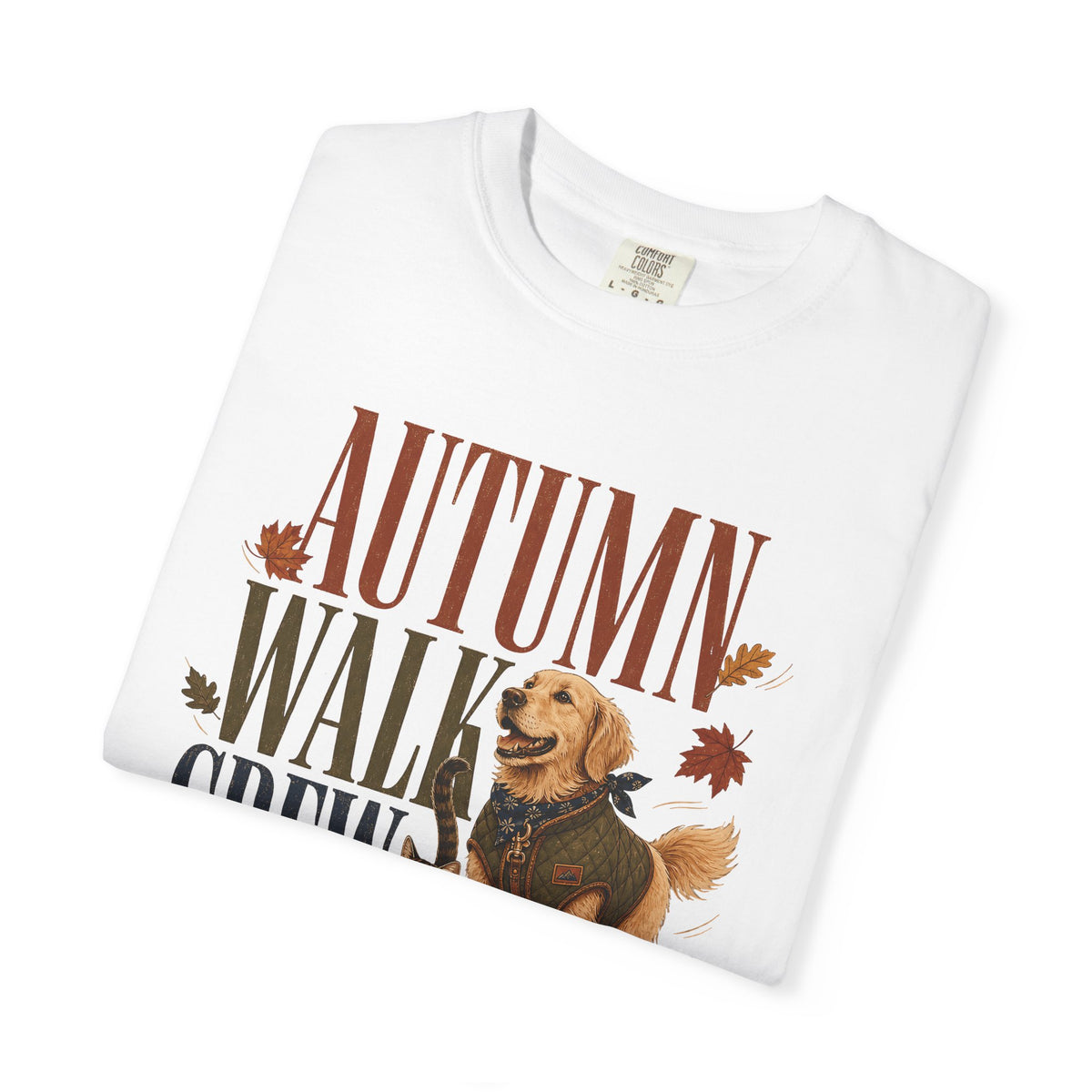 Autumn Walk Crew T-Shirt – Fall Dog & Cat Pet Lover Graphic Tee