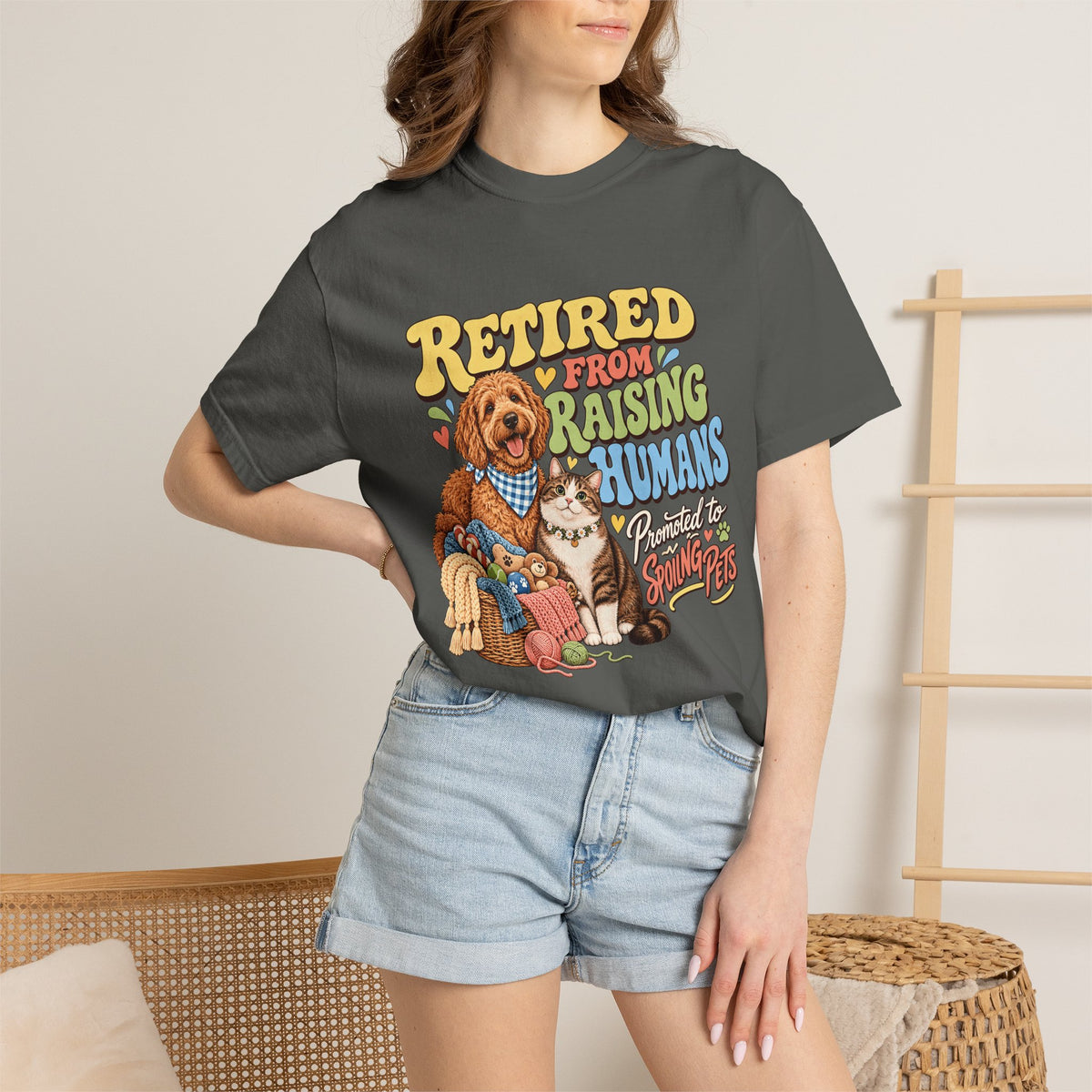 Retired From Raising Humans T-Shirt – Funny Dog & Cat Empty Nester Tee