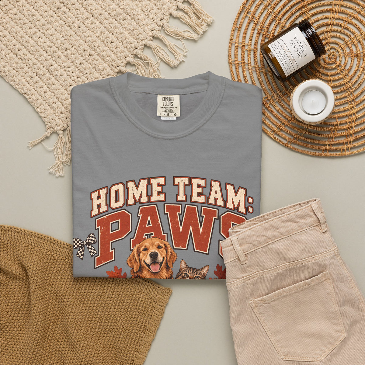Home Team Paws T-Shirt – Football Dog & Cat Pet Lover Tee