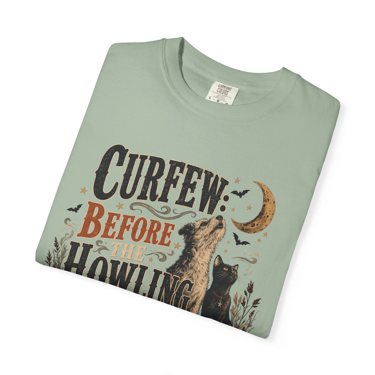 Curfew Before The Howling Starts T-Shirt – Funny Halloween Dog & Cat Tee
