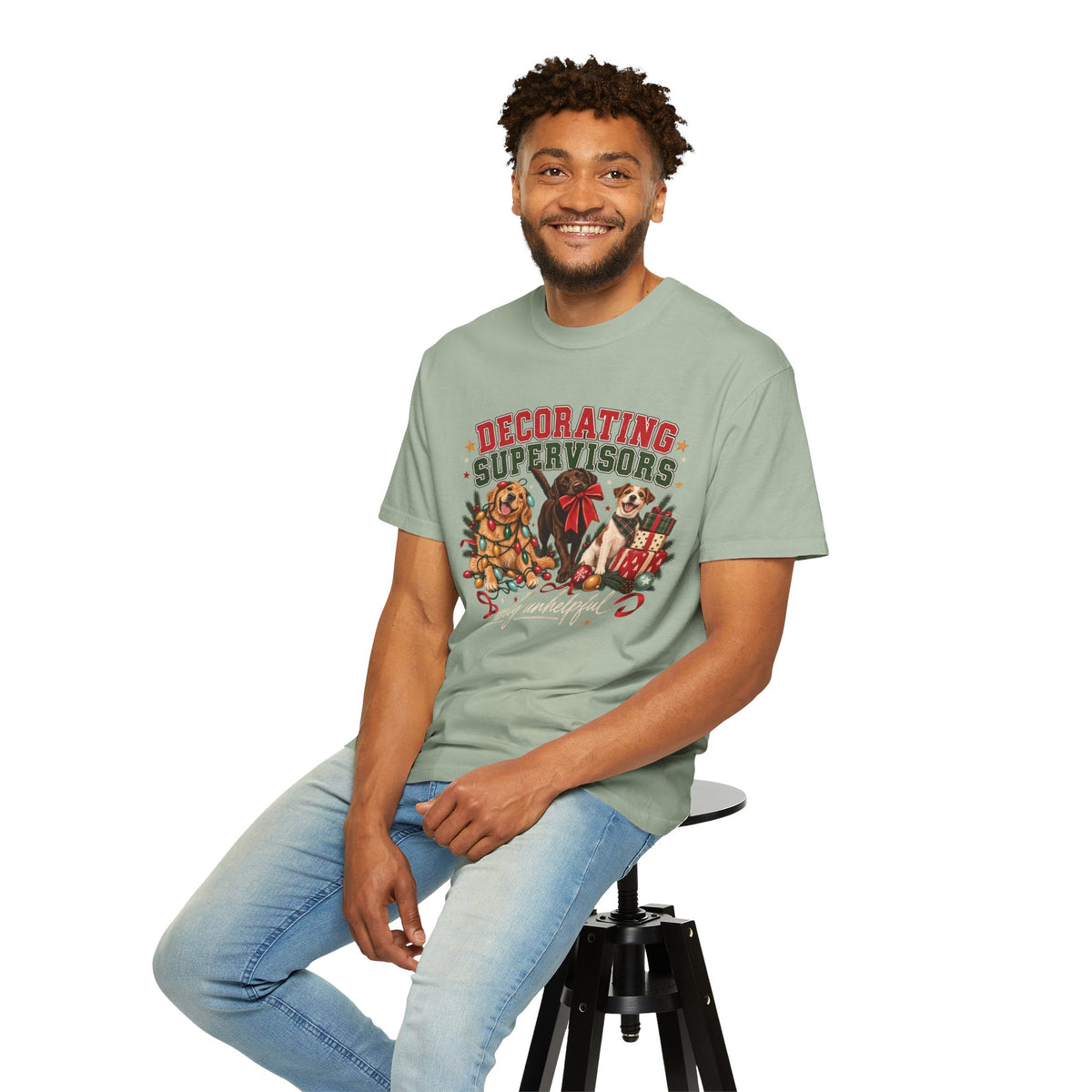 Decorating Supervisors Mostly Unhelpful T-Shirt – Funny Christmas Dog Tee