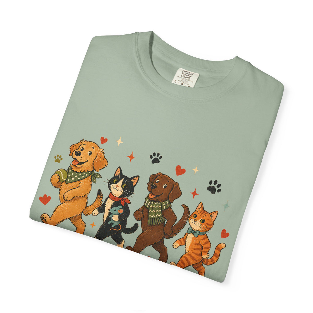 Dog and Cat Parade T-Shirt – Cute Multi-Pet Parent Graphic T-Shirt
