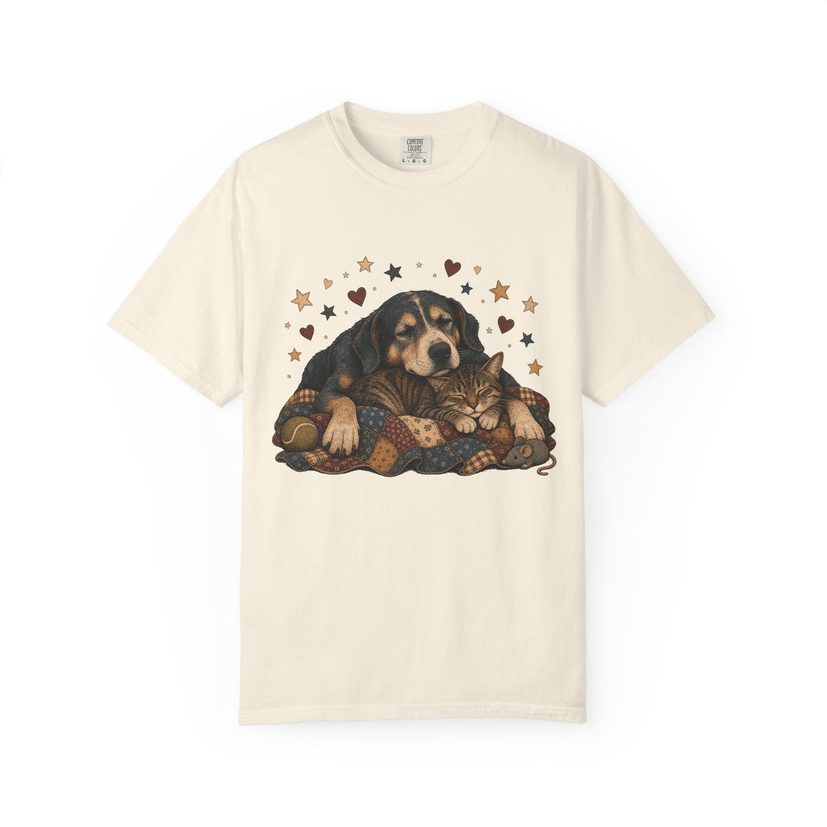 Sleeping Dog and Cat Cuddle T-Shirt – Cozy Pet Best Friends Tee
