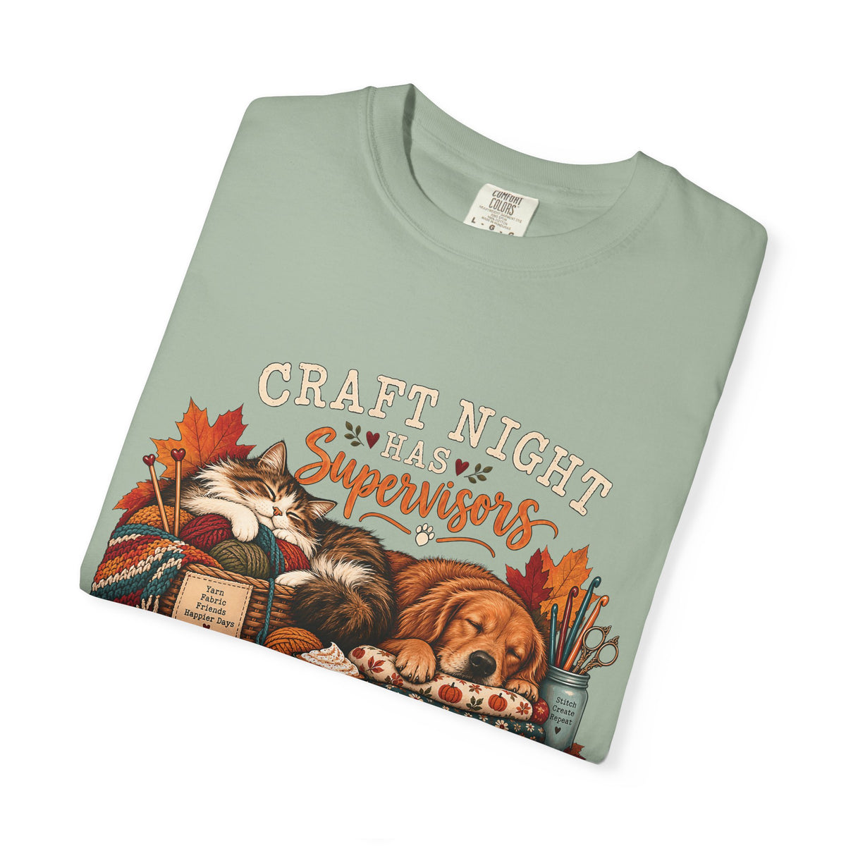 Craft Night Has Supervisors T-Shirt – Funny Dog & Cat Crafter Tee