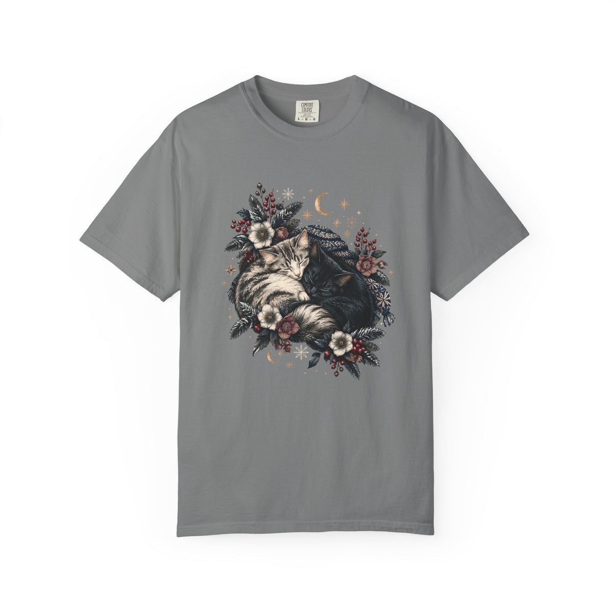 Sleeping Cats Winter T-Shirt – Celestial Cozy Cat Lover Tee