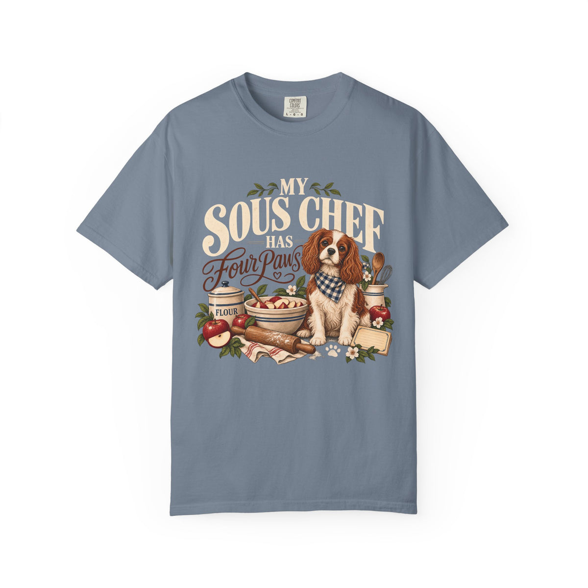 My Sous Chef Has Four Paws T-Shirt – Funny Dog Mom Baking Tee