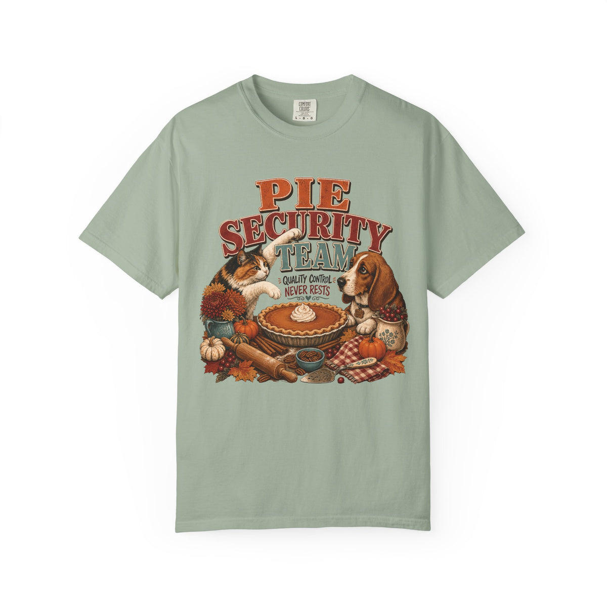 Pie Security Team – Funny Thanksgiving Dog & Cat T-Shirt