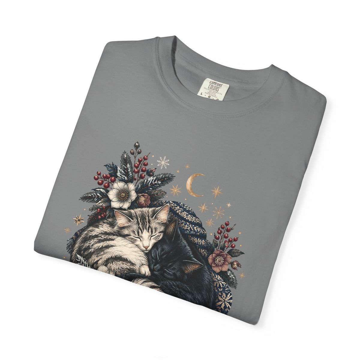 Sleeping Cats Winter T-Shirt – Celestial Cozy Cat Lover Tee