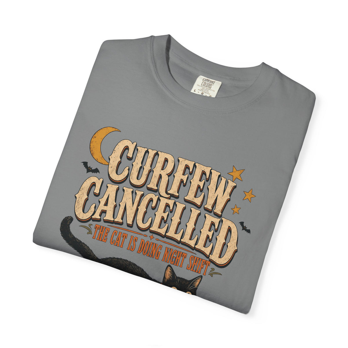 Curfew Cancelled Cat T-Shirt – Funny Halloween Cat Lover Tee