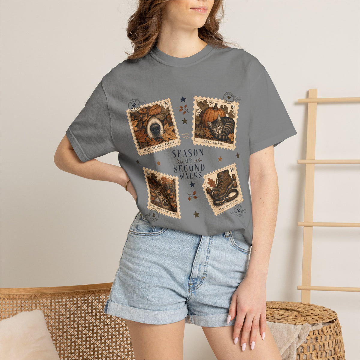 Season of Second Walks T-Shirt – Vintage Fall Dog Walking Pet Parent Tee