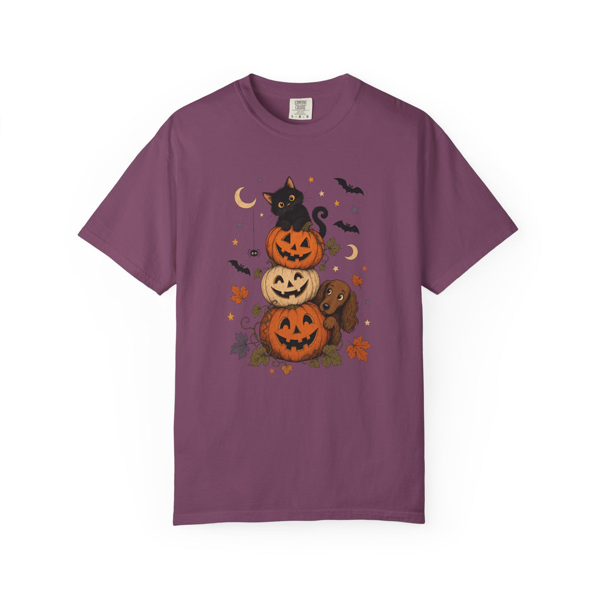 Pumpkin Paws Halloween T-Shirt – Cute Dog & Black Cat Fall Pet Lover Tee