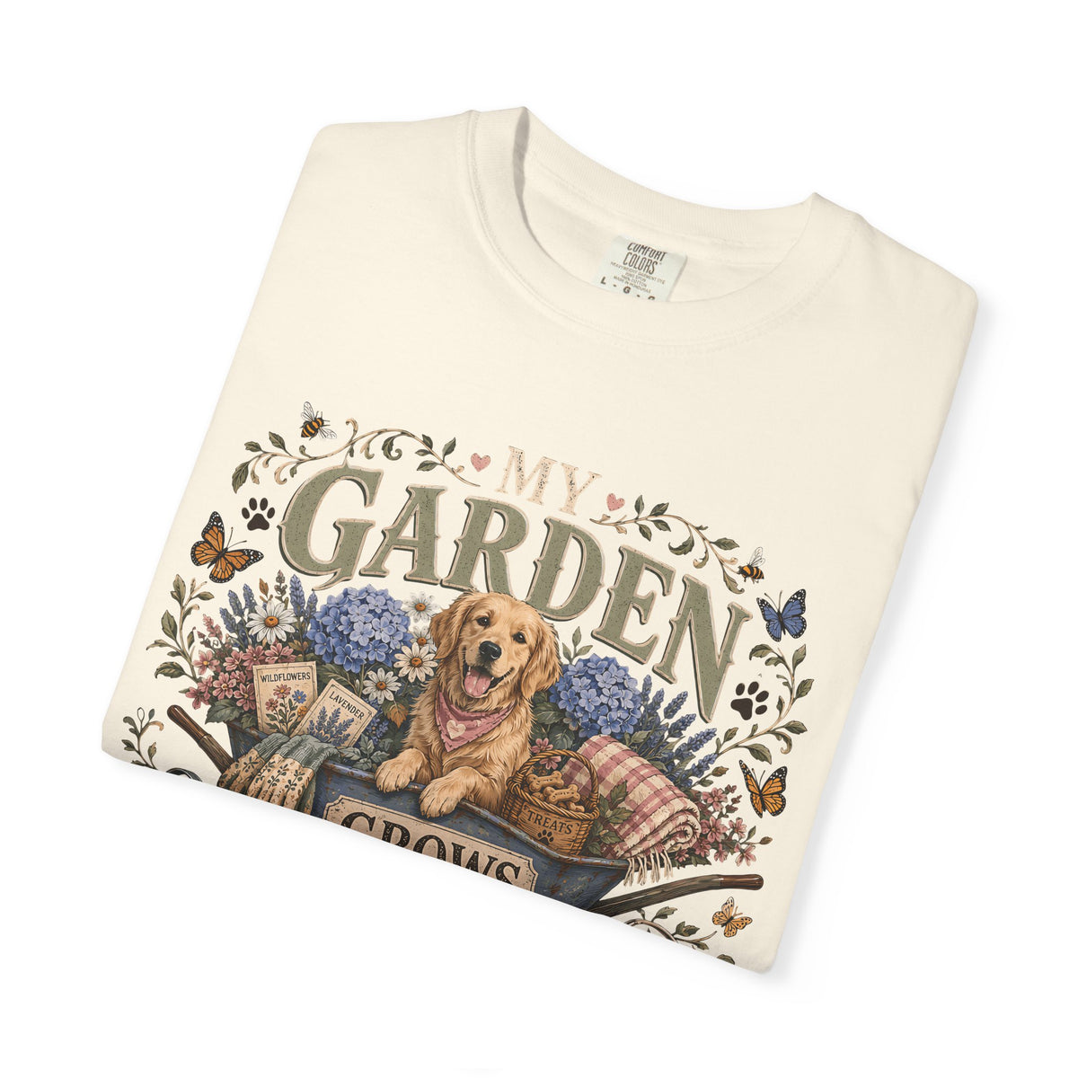 My Garden Grows Better with Paws Dog & Gardening T-Shirt