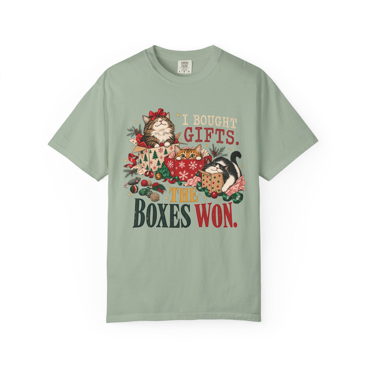 I Bought Gifts The Boxes Won T-Shirt – Funny Christmas Cat Tee