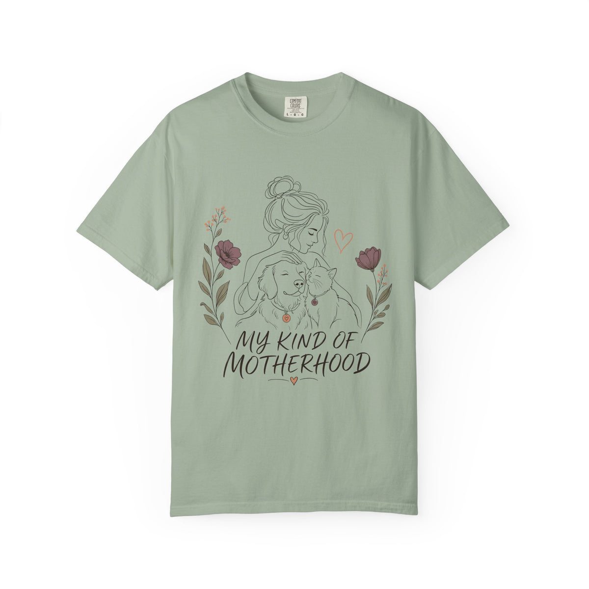 "My Kind of Motherhood" Dog & Cat Mom Line Art T-Shirt