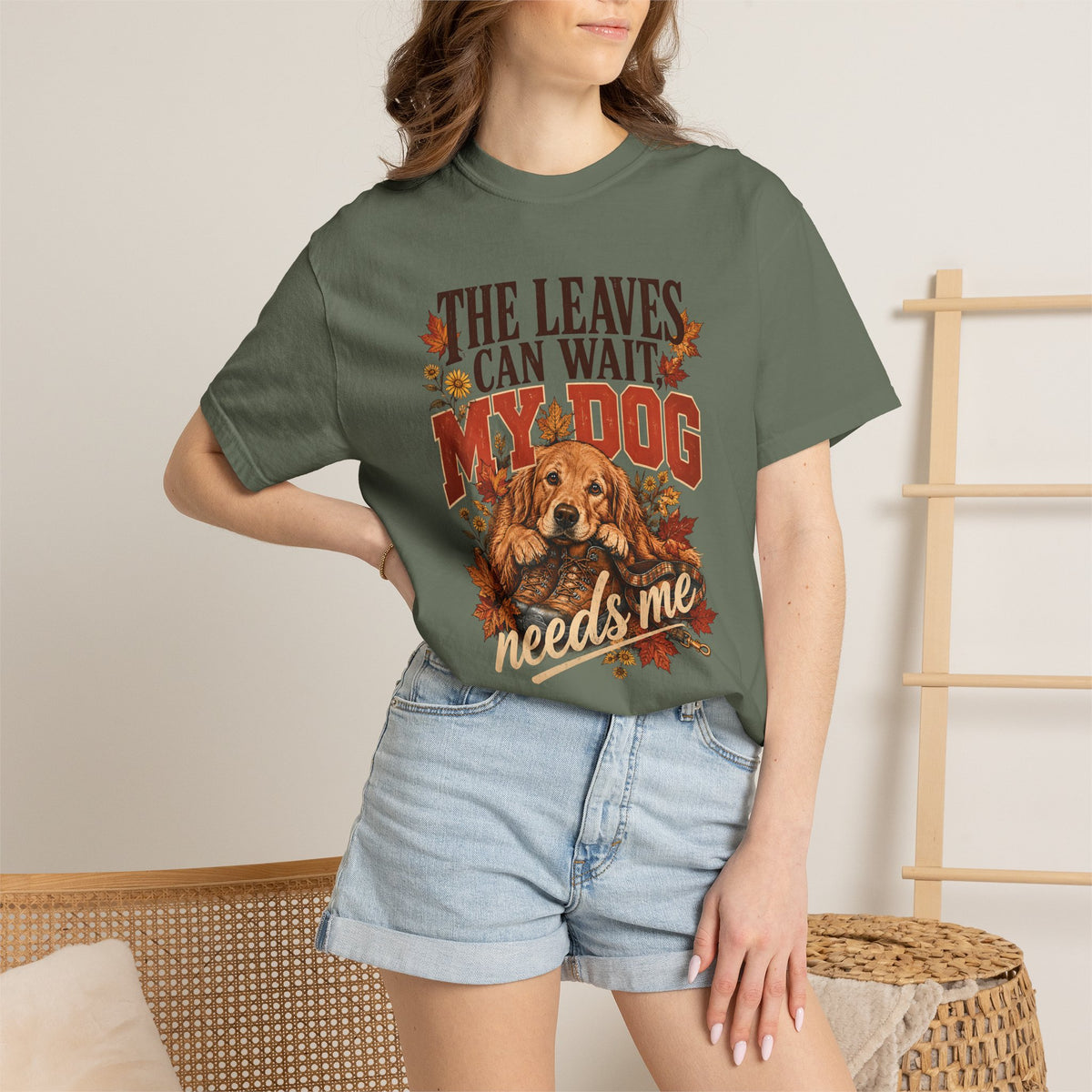 The Leaves Can Wait My Dog Needs Me T-Shirt – Autumn Dog Lover Tee