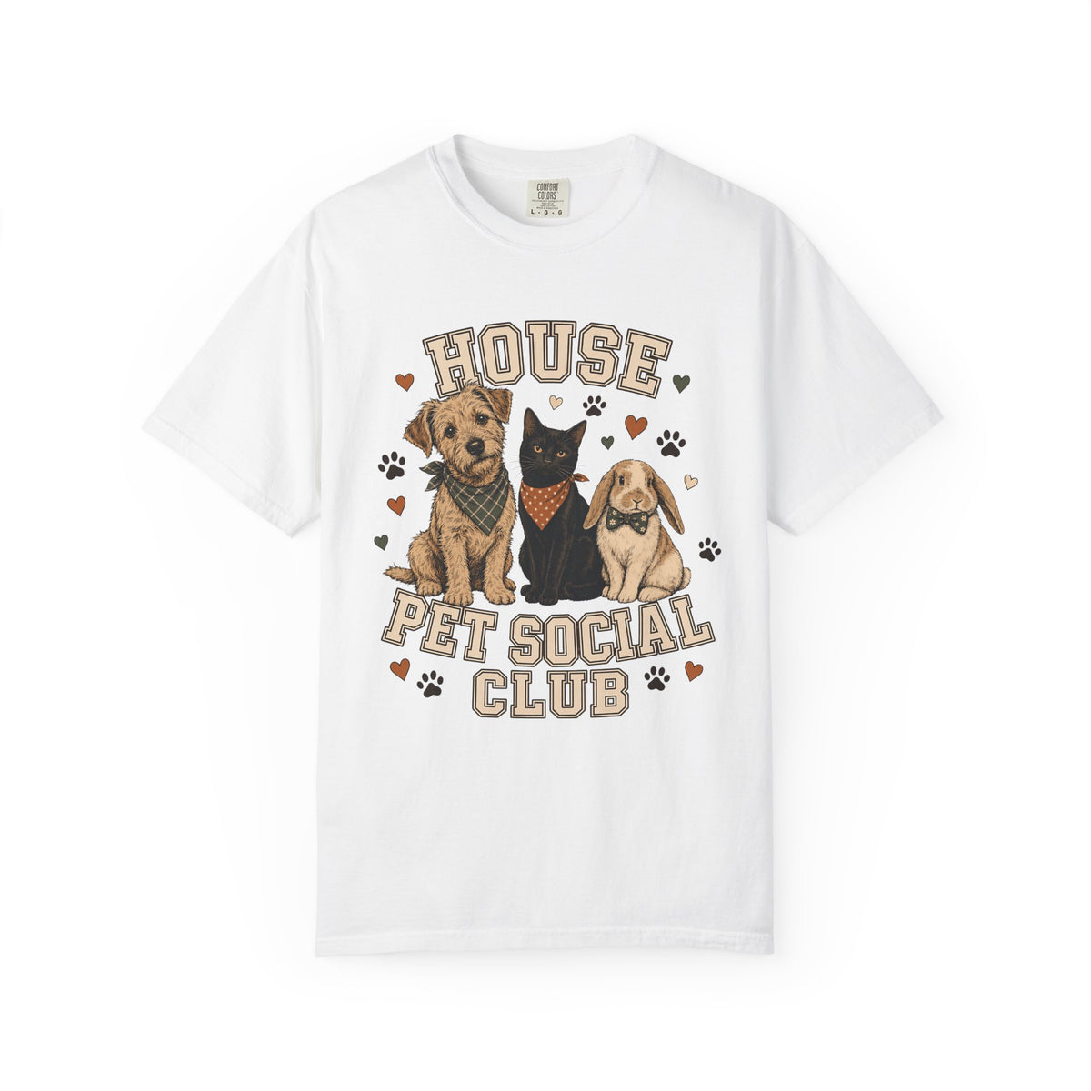 "House Pet Social Club" Varsity-Style Dog, Cat & Bunny T-Shirt
