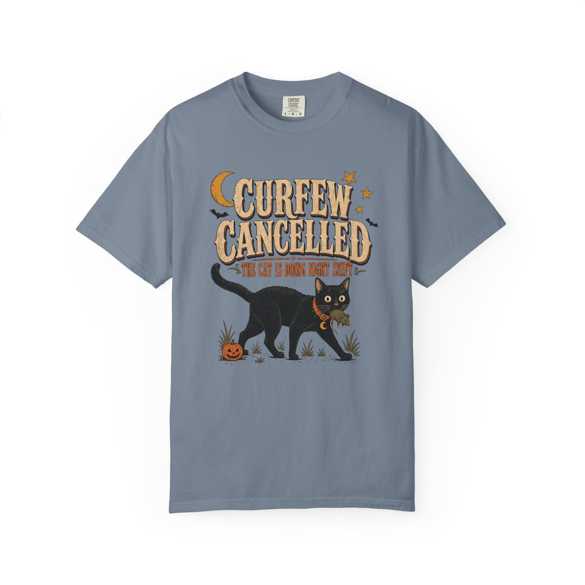 Curfew Cancelled Cat T-Shirt – Funny Halloween Cat Lover Tee